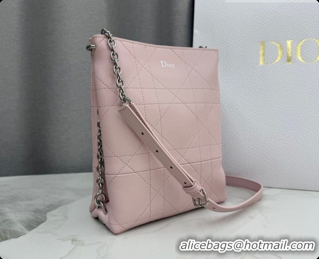 Low Price Dior Small Trianon Bucket Bag with Chain in Flat Macrocannage Lambskin Leather M0178 Pink 2026