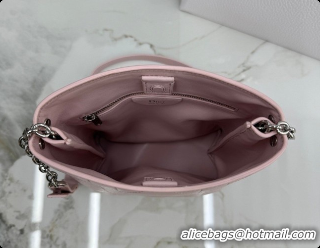 Low Price Dior Small Trianon Bucket Bag with Chain in Flat Macrocannage Lambskin Leather M0178 Pink 2026