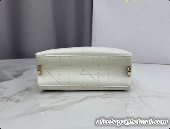 Best Price Dior Small Trianon Bucket Bag with Chain in Flat Macrocannage Lambskin Leather M0178 White 2026