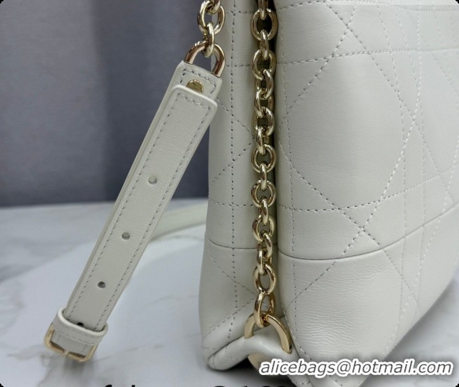 Best Price Dior Small Trianon Bucket Bag with Chain in Flat Macrocannage Lambskin Leather M0178 White 2026