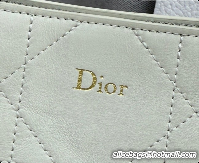 Best Price Dior Small Trianon Bucket Bag with Chain in Flat Macrocannage Lambskin Leather M0178 White 2026