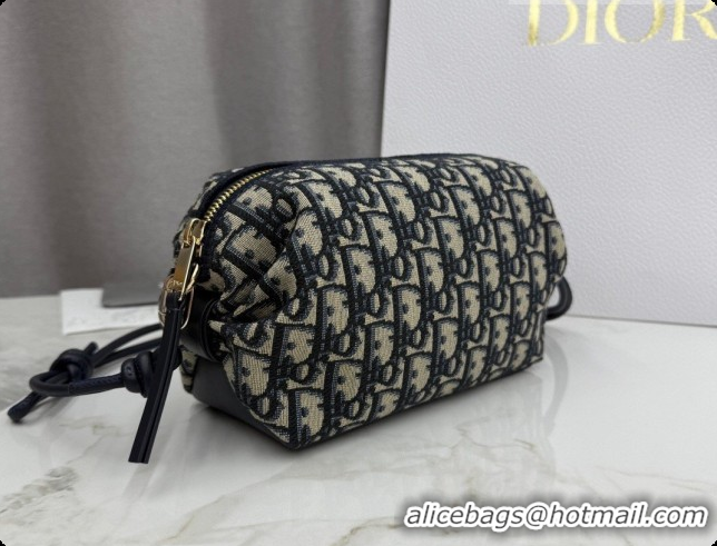 New Fashion Dior Bow Pouch Bag in Blue Dior Oblique Jacquard S3900 2026