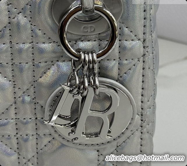 Charming Dior Classic Mini Lady Dior Bag in Cannage Lambskin Iridescent Silver M0505 2026