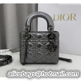 Shop Duplicate Dior Classic Mini Lady Dior Bag in Cannage Lambskin Gunmetal M0505 Gunmetal 2026