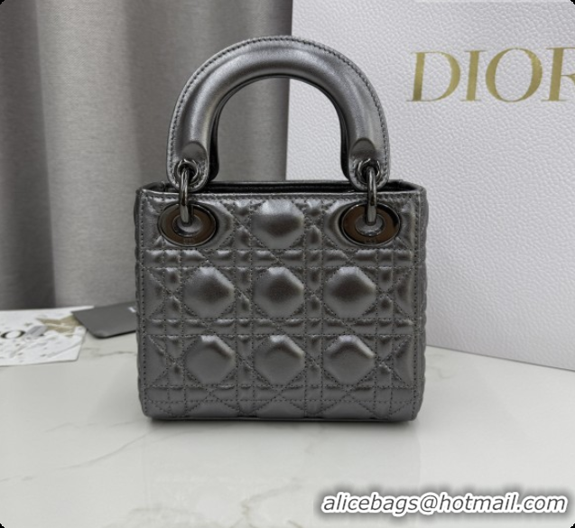 Shop Duplicate Dior Classic Mini Lady Dior Bag in Cannage Lambskin Gunmetal M0505 Gunmetal 2026