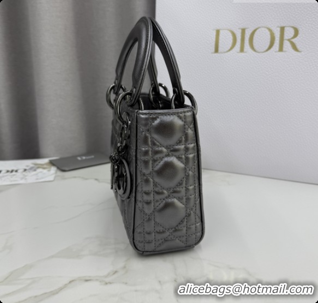 Shop Duplicate Dior Classic Mini Lady Dior Bag in Cannage Lambskin Gunmetal M0505 Gunmetal 2026