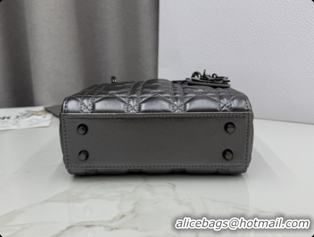 Shop Duplicate Dior Classic Mini Lady Dior Bag in Cannage Lambskin Gunmetal M0505 Gunmetal 2026