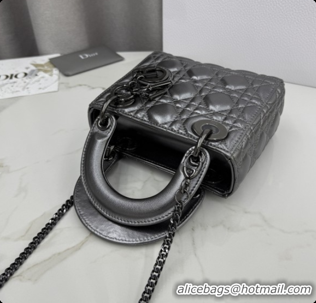 Shop Duplicate Dior Classic Mini Lady Dior Bag in Cannage Lambskin Gunmetal M0505 Gunmetal 2026