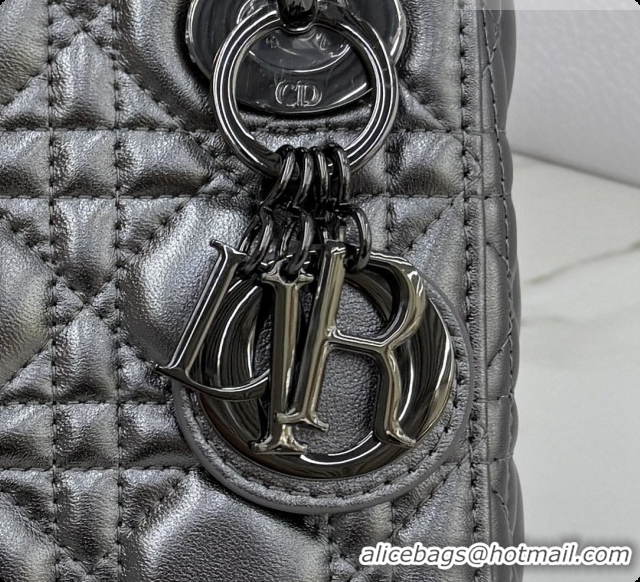 Shop Duplicate Dior Classic Mini Lady Dior Bag in Cannage Lambskin Gunmetal M0505 Gunmetal 2026