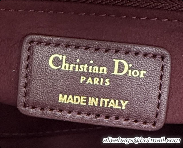Good Quality Dior Classic Mini Lady Dior Bag in Cannage Lambskin M0505 Burgundy 2026