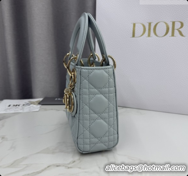 Unique Discount Dior Classic Mini Lady Dior Bag in Cannage Lambskin M0505 Lake Blue 2026