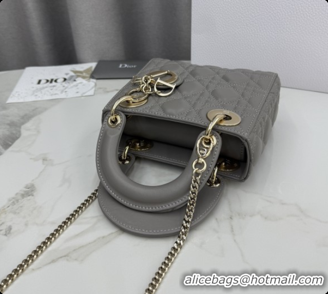 Top Quality Dior Classic Mini Lady Dior Bag in Cannage Lambskin M0505 Light Grey 2026