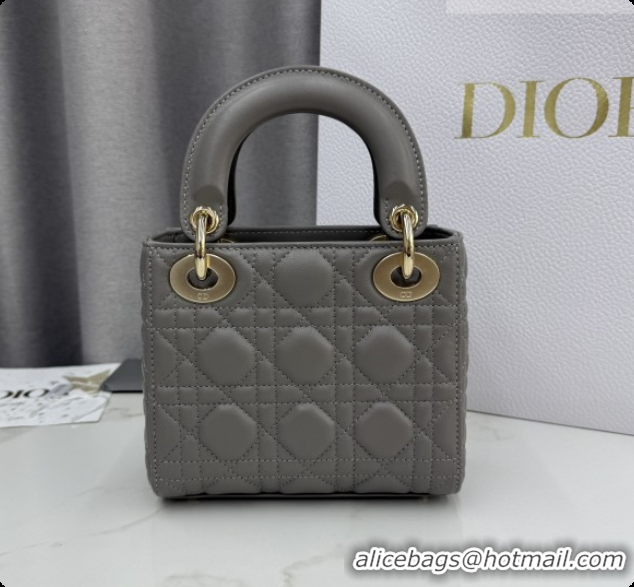 Top Quality Dior Classic Mini Lady Dior Bag in Cannage Lambskin M0505 Light Grey 2026