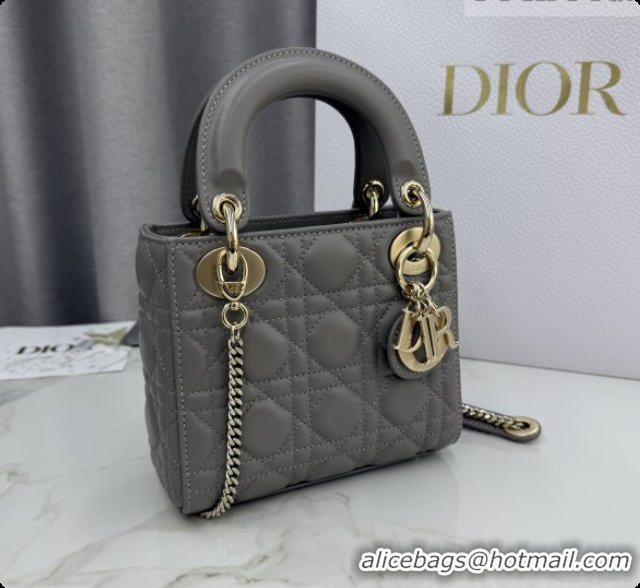 Top Quality Dior Classic Mini Lady Dior Bag in Cannage Lambskin M0505 Light Grey 2026