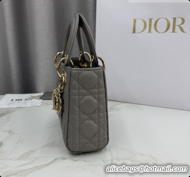 Top Quality Dior Classic Mini Lady Dior Bag in Cannage Lambskin M0505 Light Grey 2026