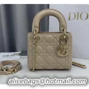 Buy Luxury Dior Classic Mini Lady Dior Bag in Cannage Lambskin M0505 Caramel Beige 2026