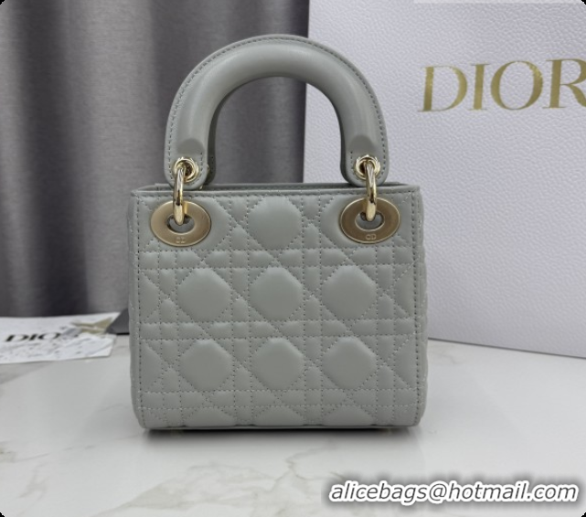 Sumptuous Dior Classic Mini Lady Dior Bag in Cannage Lambskin M0505 Cloud Grey 2026