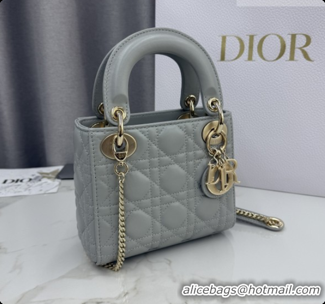 Sumptuous Dior Classic Mini Lady Dior Bag in Cannage Lambskin M0505 Cloud Grey 2026