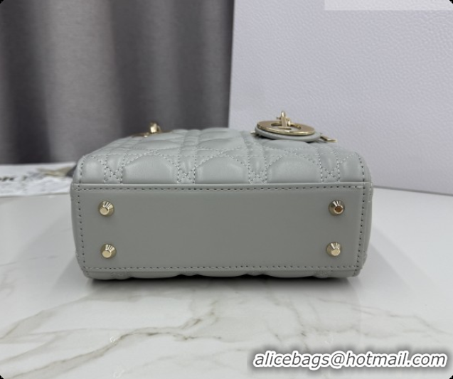 Sumptuous Dior Classic Mini Lady Dior Bag in Cannage Lambskin M0505 Cloud Grey 2026