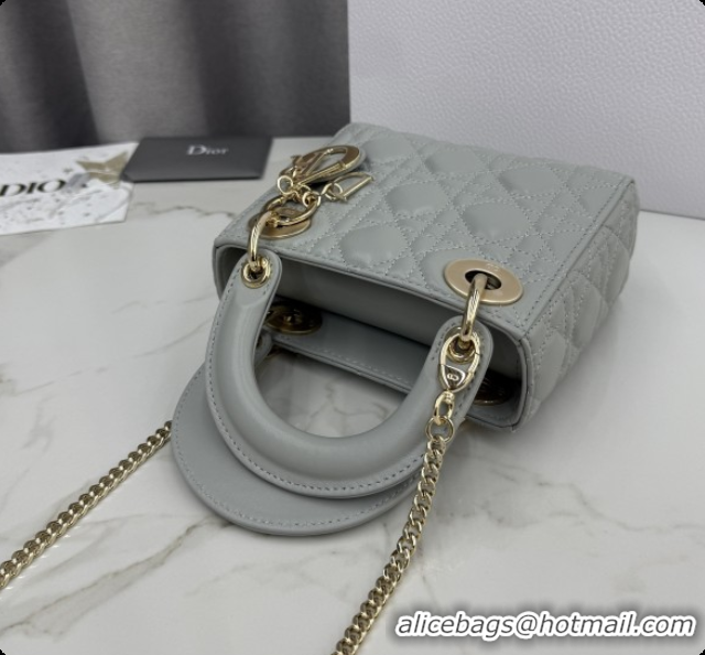 Sumptuous Dior Classic Mini Lady Dior Bag in Cannage Lambskin M0505 Cloud Grey 2026