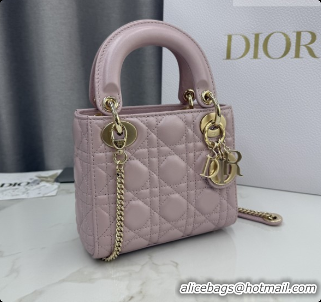 Sumptuous Dior Classic Mini Lady Dior Bag in Cannage Lambskin M0505 Pearly Pink 2026