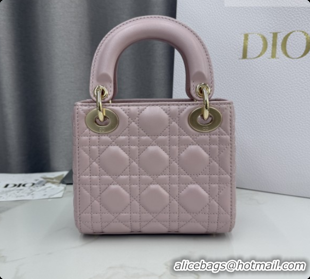 Sumptuous Dior Classic Mini Lady Dior Bag in Cannage Lambskin M0505 Pearly Pink 2026