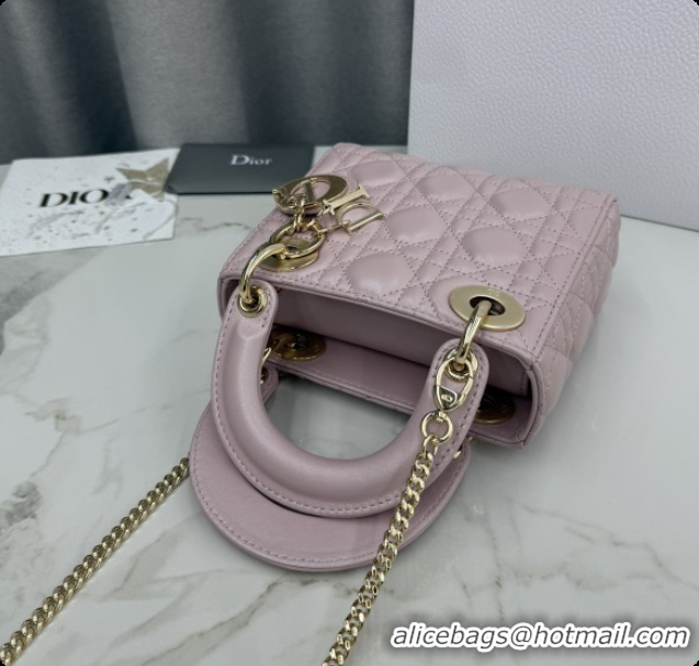 Sumptuous Dior Classic Mini Lady Dior Bag in Cannage Lambskin M0505 Pearly Pink 2026