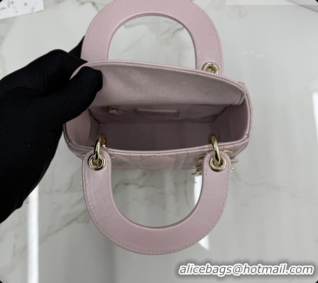 Sumptuous Dior Classic Mini Lady Dior Bag in Cannage Lambskin M0505 Pearly Pink 2026