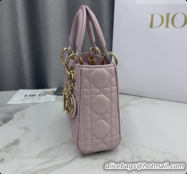 Sumptuous Dior Classic Mini Lady Dior Bag in Cannage Lambskin M0505 Pearly Pink 2026