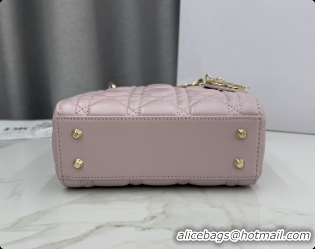 Sumptuous Dior Classic Mini Lady Dior Bag in Cannage Lambskin M0505 Pearly Pink 2026
