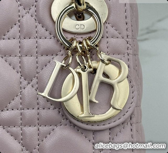Sumptuous Dior Classic Mini Lady Dior Bag in Cannage Lambskin M0505 Pearly Pink 2026