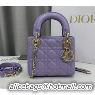 Best Price Dior Classic Mini Lady Dior Bag in Cannage Lambskin M0505 Light Purple 2026
