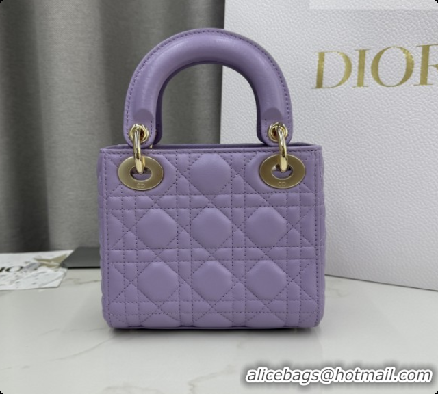 Best Price Dior Classic Mini Lady Dior Bag in Cannage Lambskin M0505 Light Purple 2026
