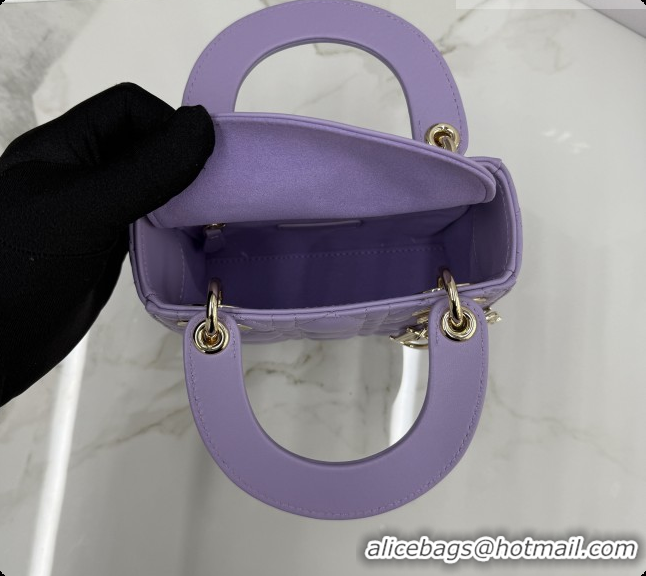 Best Price Dior Classic Mini Lady Dior Bag in Cannage Lambskin M0505 Light Purple 2026