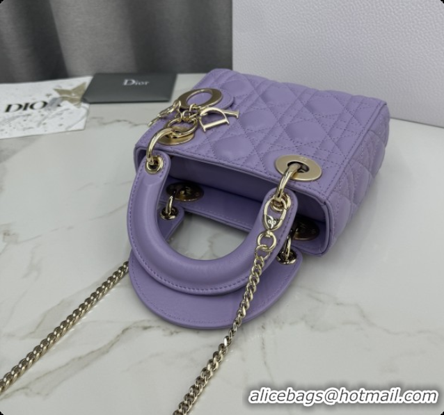 Best Price Dior Classic Mini Lady Dior Bag in Cannage Lambskin M0505 Light Purple 2026