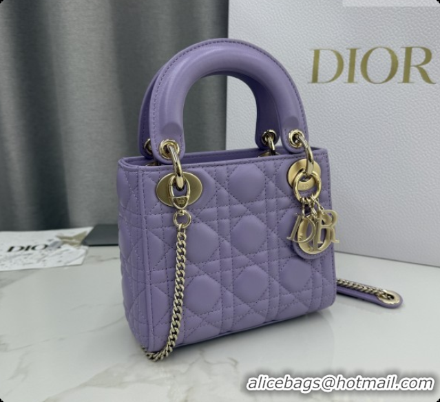 Best Price Dior Classic Mini Lady Dior Bag in Cannage Lambskin M0505 Light Purple 2026