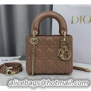 Perfect Dior Classic Mini Lady Dior Bag in Cannage Lambskin M0505 Rose Brown 2026