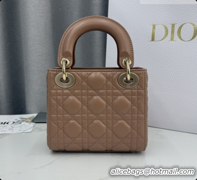 Perfect Dior Classic Mini Lady Dior Bag in Cannage Lambskin M0505 Rose Brown 2026