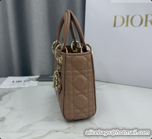 Perfect Dior Classic Mini Lady Dior Bag in Cannage Lambskin M0505 Rose Brown 2026