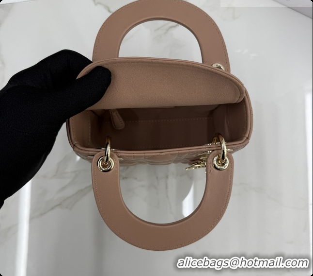 Perfect Dior Classic Mini Lady Dior Bag in Cannage Lambskin M0505 Rose Brown 2026