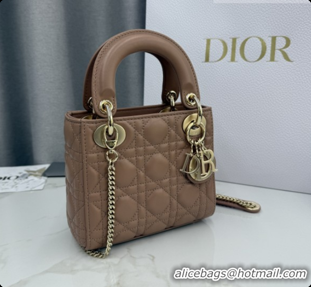 Perfect Dior Classic Mini Lady Dior Bag in Cannage Lambskin M0505 Rose Brown 2026