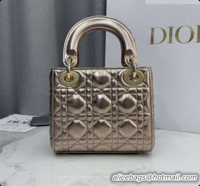 Grade Quality Dior Classic Mini Lady Dior Bag in Cannage Lambskin M0505 Gold 2026
