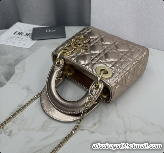 Grade Quality Dior Classic Mini Lady Dior Bag in Cannage Lambskin M0505 Gold 2026