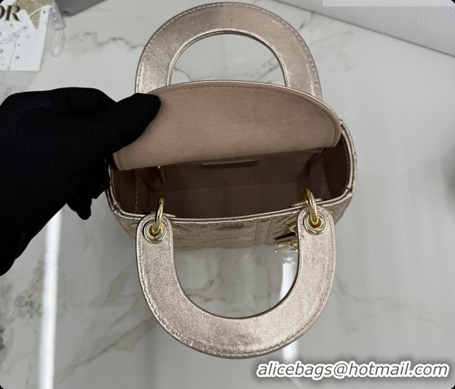 Grade Quality Dior Classic Mini Lady Dior Bag in Cannage Lambskin M0505 Gold 2026