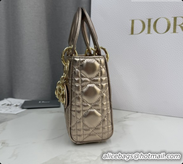 Grade Quality Dior Classic Mini Lady Dior Bag in Cannage Lambskin M0505 Gold 2026
