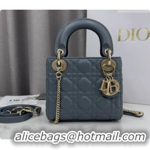 Luxury Dior Classic Mini Lady Dior Bag in Cannage Lambskin M0505 Dusty Blue 2026
