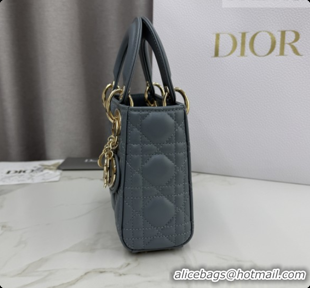 Luxury Dior Classic Mini Lady Dior Bag in Cannage Lambskin M0505 Dusty Blue 2026