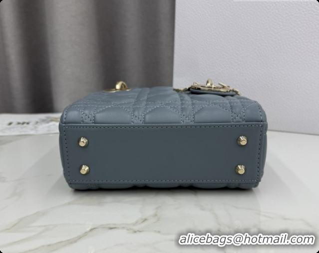 Luxury Dior Classic Mini Lady Dior Bag in Cannage Lambskin M0505 Dusty Blue 2026