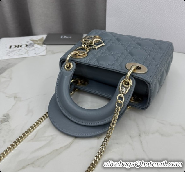 Luxury Dior Classic Mini Lady Dior Bag in Cannage Lambskin M0505 Dusty Blue 2026