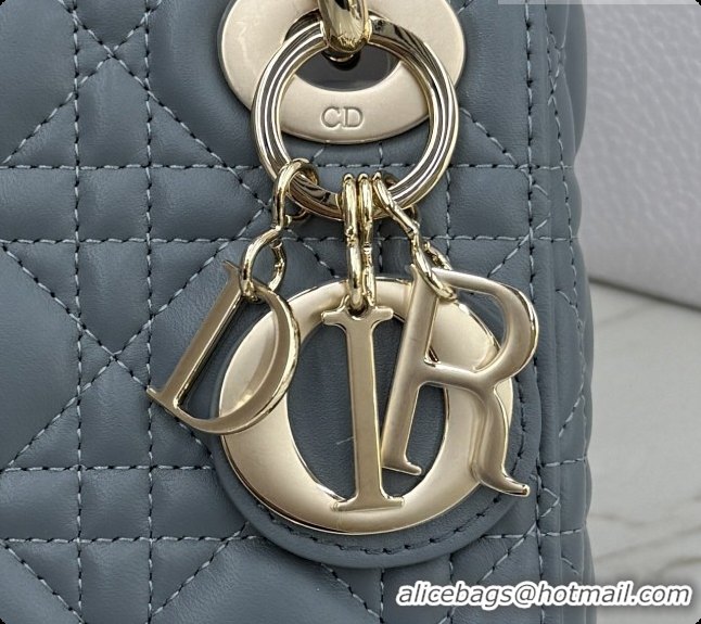 Luxury Dior Classic Mini Lady Dior Bag in Cannage Lambskin M0505 Dusty Blue 2026